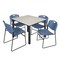 Regency Kee Square Table & Chair Set, Wood, Metal, Polypropylene Top TB4848PLBPBK44BE - alternate 1